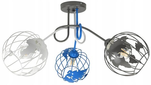 Lampa sufitowa plafon żyrandol Kula ziemska Globus nowoczesna Loft dzieci - obrazek 2