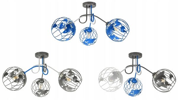 Lampa sufitowa plafon żyrandol Kula ziemska Globus nowoczesna Loft dzieci - obrazek 4