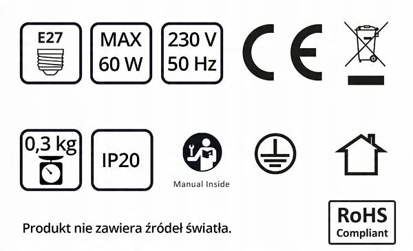 Lampa Ścienna Kinkiet Gold Globe Biała 488-KWP E27 z włącznikiem i wtyczką - obrazek 3
