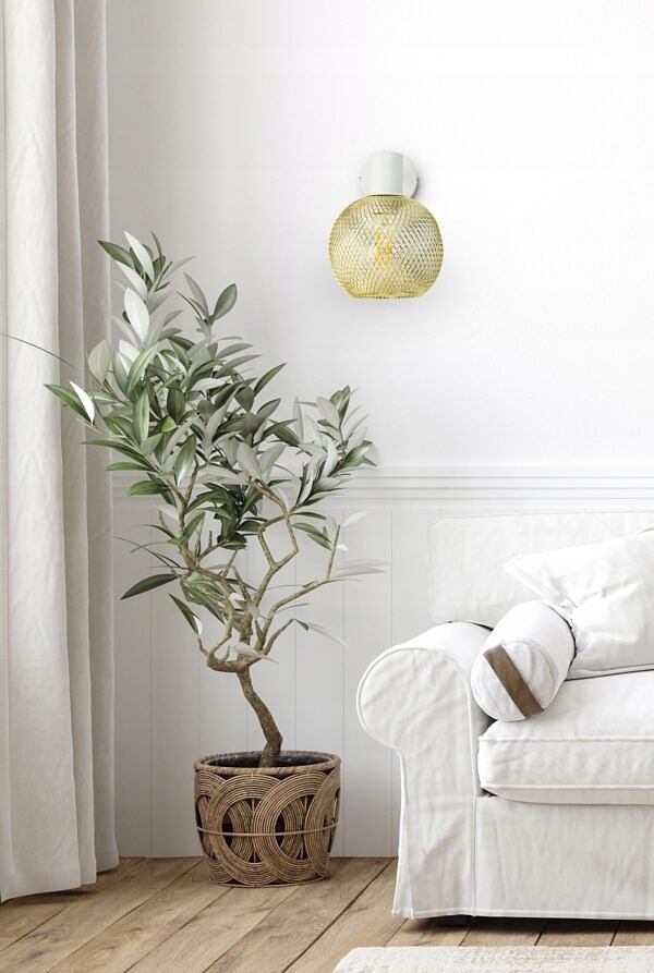 Lampa Ścienna Kinkiet Gold Globe Biała 488-K1 E27 Ruchoma Złota - obrazek 5