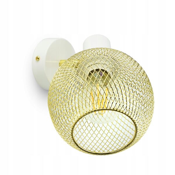 Lampa Ścienna Kinkiet Gold Globe Biała 488-K1 E27 Ruchoma Złota - obrazek 3