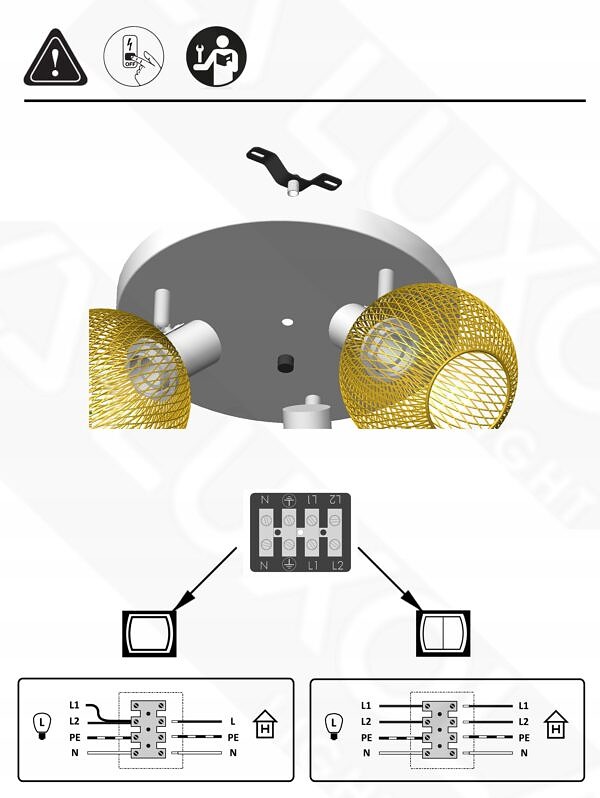 Lampa Sufitowa Żyrandol Plafon Gold Globe 488-EG3 LED 3xE27 LED Ruchome - obrazek 11