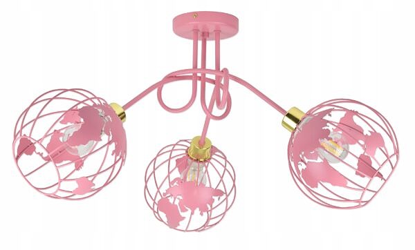 Lampa żyrandol dla dziewczynki Globus różowa Loft Młodzieżowa Nowoczesna - obrazek 6