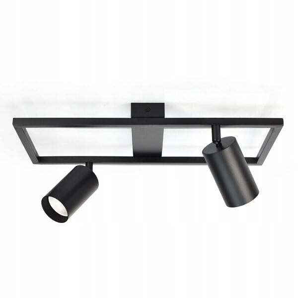 Lampa Sufitowa Natynkowa 2xGU10 LED Spot Czarna Ruchoma Reflektor Ramka - obrazek 4