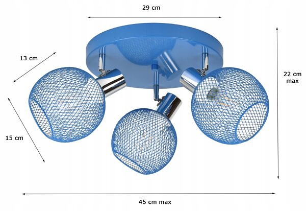 Lampa Sufitowa Żyrandol Plafon okrągły ruchome klosze dla dzieci młodzieży - obrazek 5