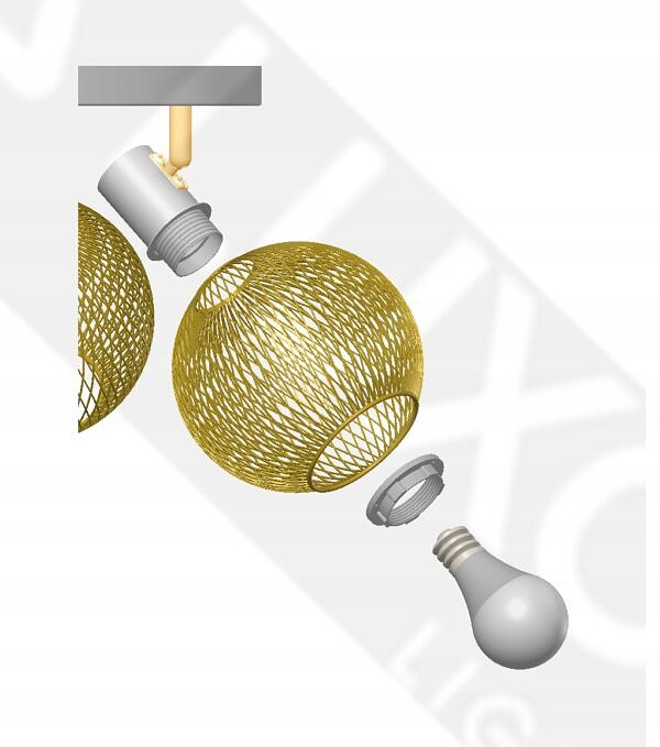 Lampa Sufitowa Żyrandol Plafon Gold Globe 488-EG3 LED 3xE27 LED Ruchome - obrazek 9