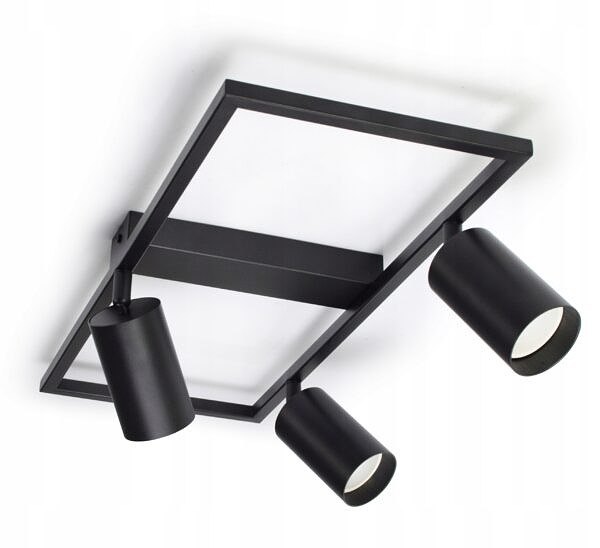 Lampa Sufitowa Natynkowa 3xGU10 LED Spot Czarna Ruchoma Reflektor Ramka - obrazek 3