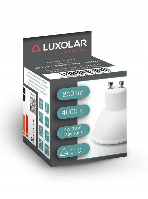 ŻARÓWKA LED SMD GU10 9W 4000K Biała Neutralna - obrazek 2