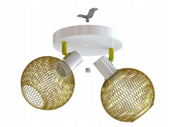 Lampa Sufitowa Żyrandol Plafon Gold Globe 488-EG2 LED 2xE27 LED Ruchome - obrazek 5