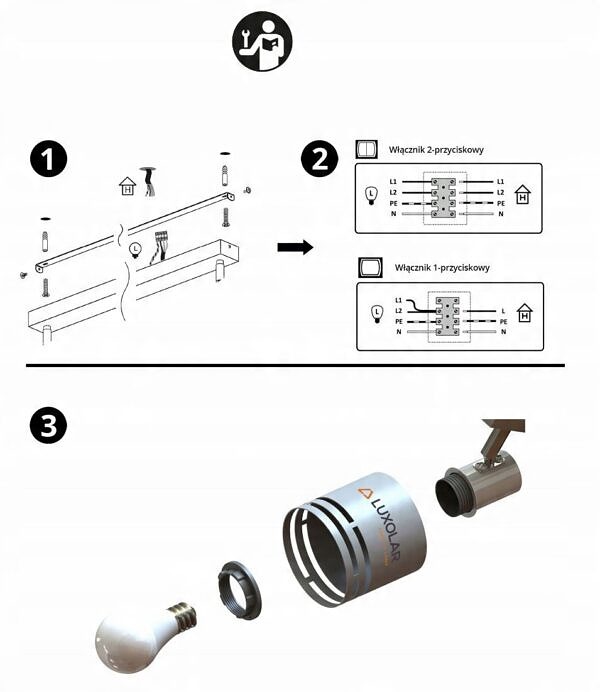 Lampa Sufitowa Żyrandol Plafon E27 Ruchome Klosze dla dzieci młodzieży - obrazek 4