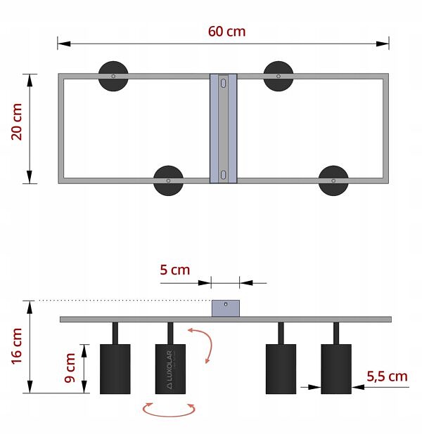 Lampa Sufitowa Natynkowa 4xGU10 LED Spot Czarna Ruchoma Reflektor Ramka - obrazek 11