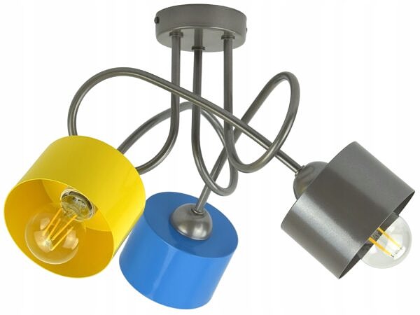 Lampa żyrandol sufitowa do pokoju dla dzieci młodzieży loft kolorowa E27 - obrazek 12