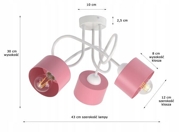 ŻYRANDOL LAMPA WISZĄCA SUFITOWA DO POKOJU DZIEWCZYNKI DZIECKA BIAŁA RÓŻOWA - obrazek 4