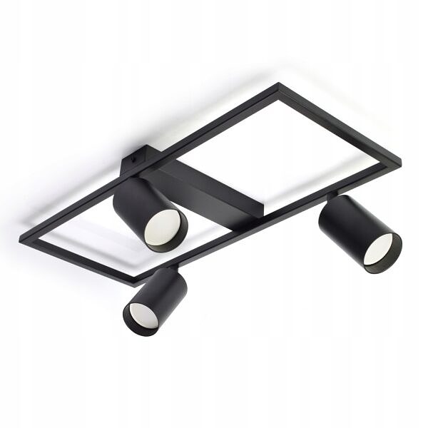 Lampa Sufitowa Natynkowa 3xGU10 LED Spot Czarna Ruchoma Reflektor Ramka - obrazek 11