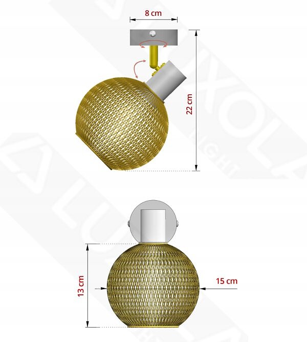 Lampa Sufitowa Żyrandol Plafon Gold Globe 488-EG1 LED E27 LED Ruchomy Klosz - obrazek 10