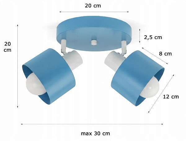 Niebieska Błękitna lampa dla chłopca dziewczynki do pokoju ruchoma Led E27 - obrazek 3
