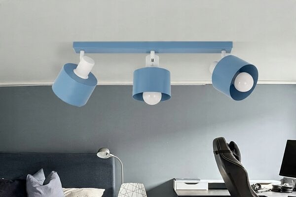 Regulowana lampa sufitowa loft NIEBIESKA E27 dla chłopca dziewczynki blue - obrazek 3