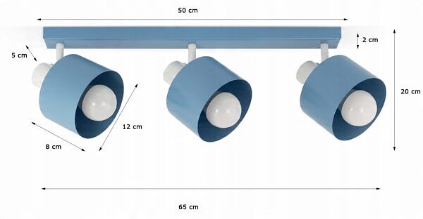 Regulowana lampa sufitowa loft NIEBIESKA E27 dla chłopca dziewczynki blue - obrazek 2