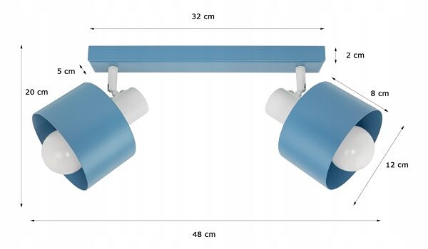 Lampa sufitowa plafon żyrandol ruchoma Niebieska dla dzieci młodzieży Loft - obrazek 3